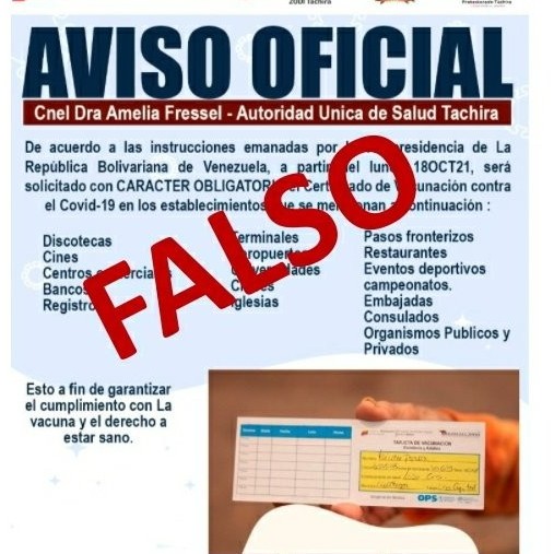 Diario Frontera, Frontera Digital,  AVISAO FALSO, Salud, ,Ministerio de Salud desmiente solicitud 
del carnet de vacunación para ingresar a sitios públicos