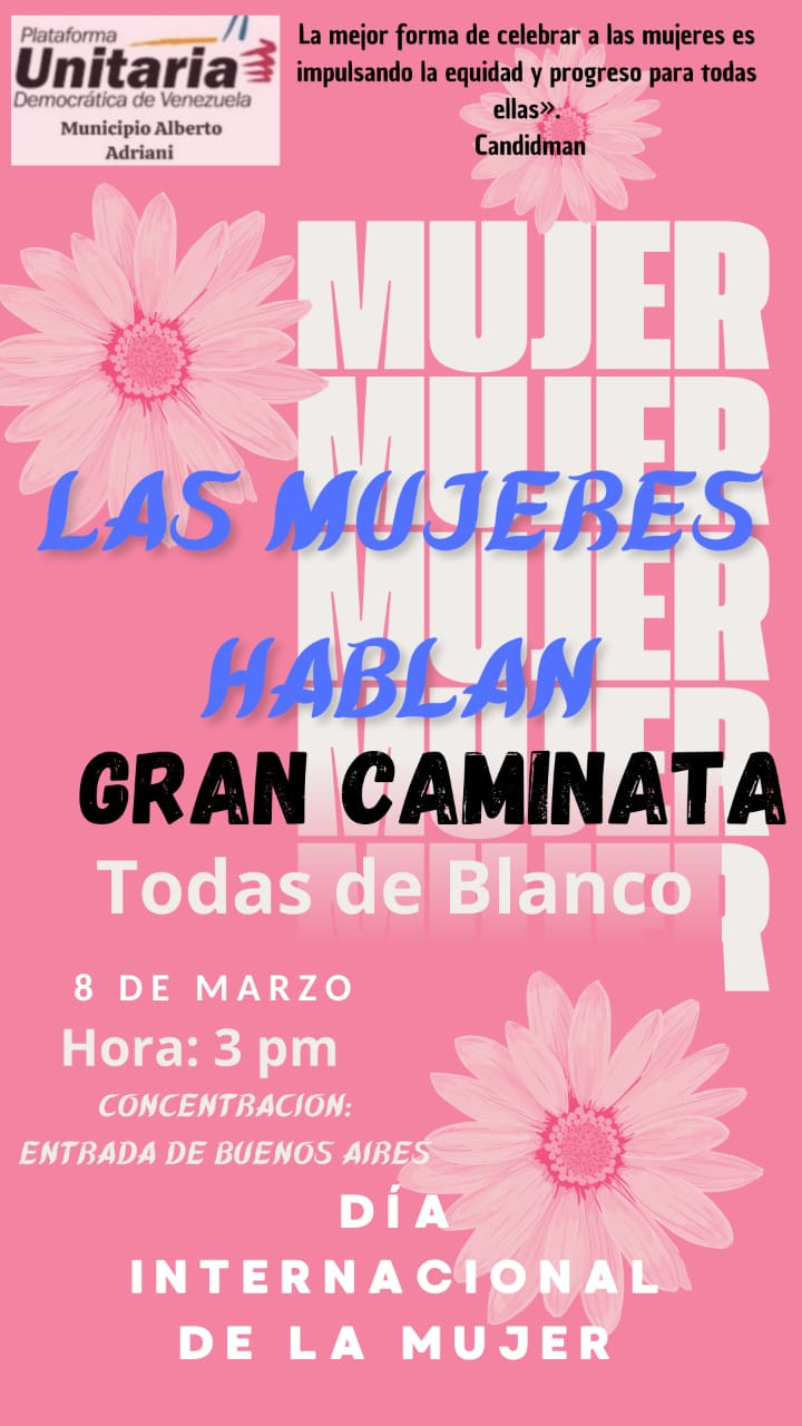 Diario Frontera, Frontera Digital,  El Vigía Panamericana, ,La coordinación de mujeres de la Plataforma Unitaria invita a la caminata “Las mujeres hablan” en El Vigía