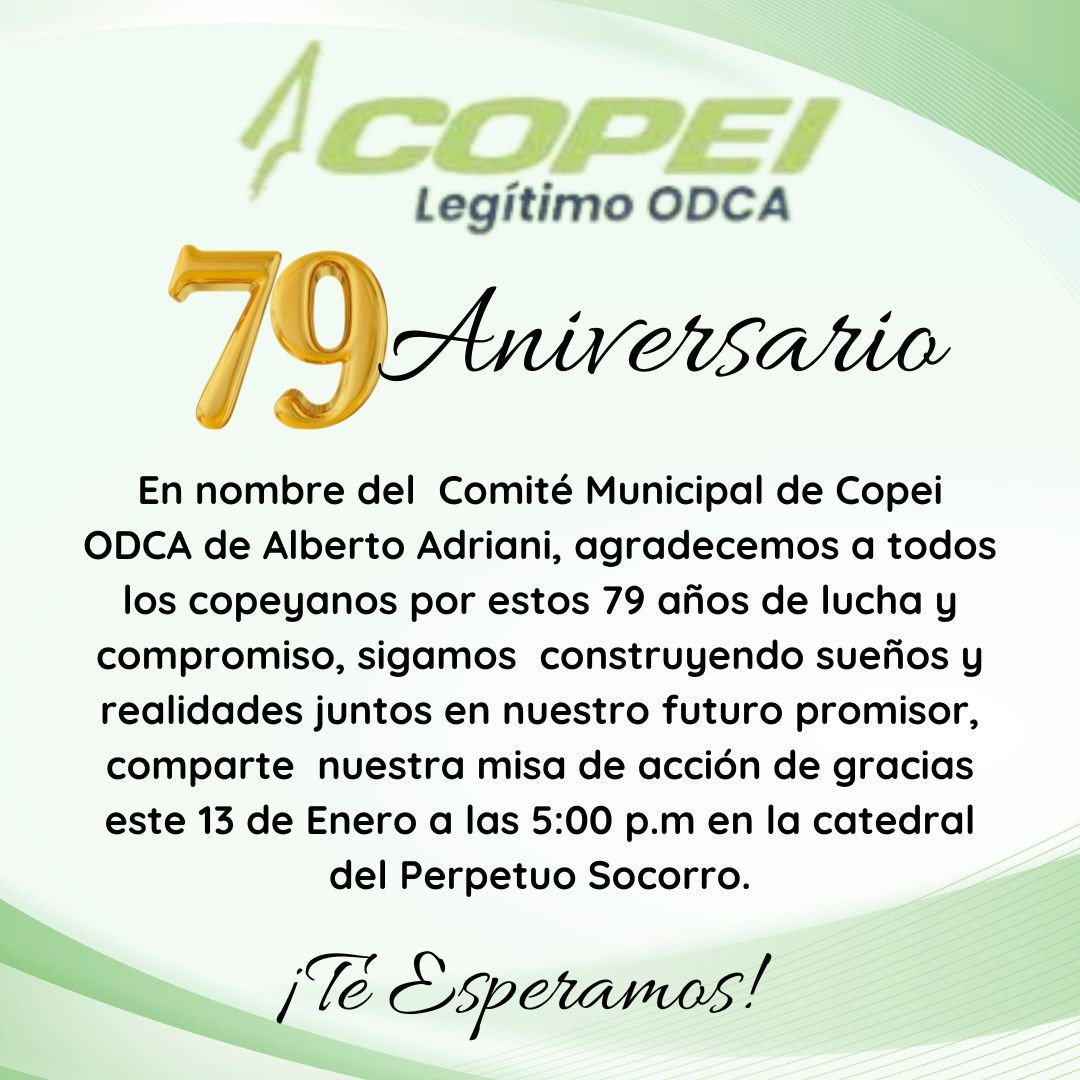 Diario Frontera, Frontera Digital,  El Vigía Panamericana, ,Copei conmemora su 79 aniversario
con un tedeum en la Catedral de El Vigía