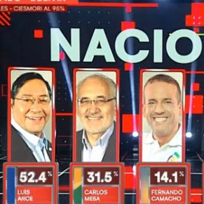 Diario Frontera, Frontera Digital,  BOLIVIA, Internacionales, ,Según datos de conteo rápido: Luis Arce del MAS 
gana en primera vuelta con 52,4%