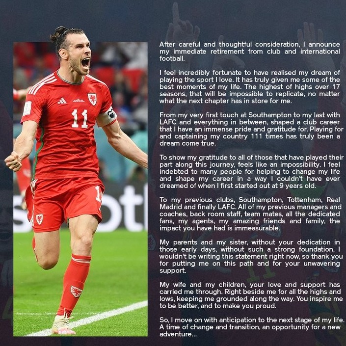 Diario Frontera, Frontera Digital,  Gareth Bale anunció su retiro, Deportes, ,Gareth Bale anunció su retiro del fútbol profesional 
tras su participación con Gales en el Mundial