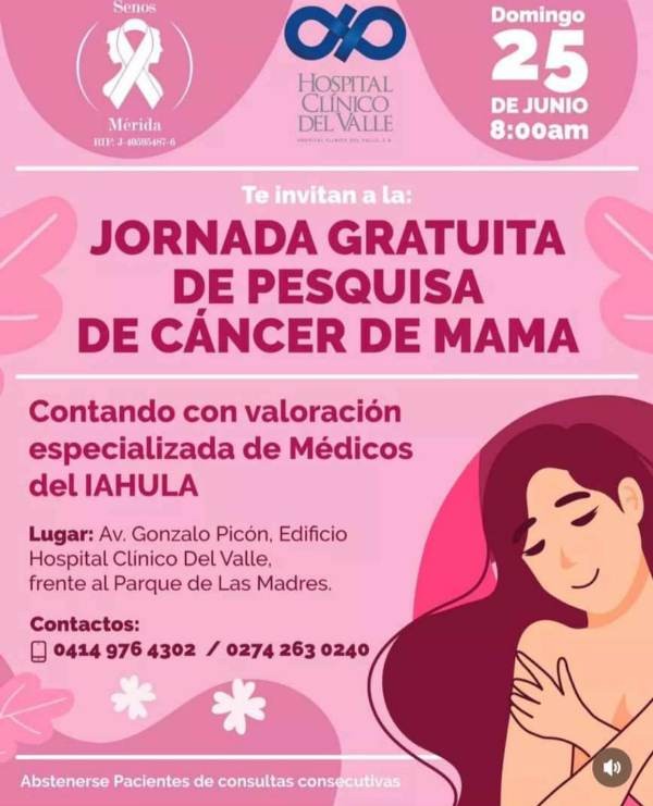 Diario Frontera, Frontera Digital,  Salud, ,Senos Mérida y el Hospital Clínico del Valle realizarán 
este domingo una jornada de despistaje de cáncer de mama