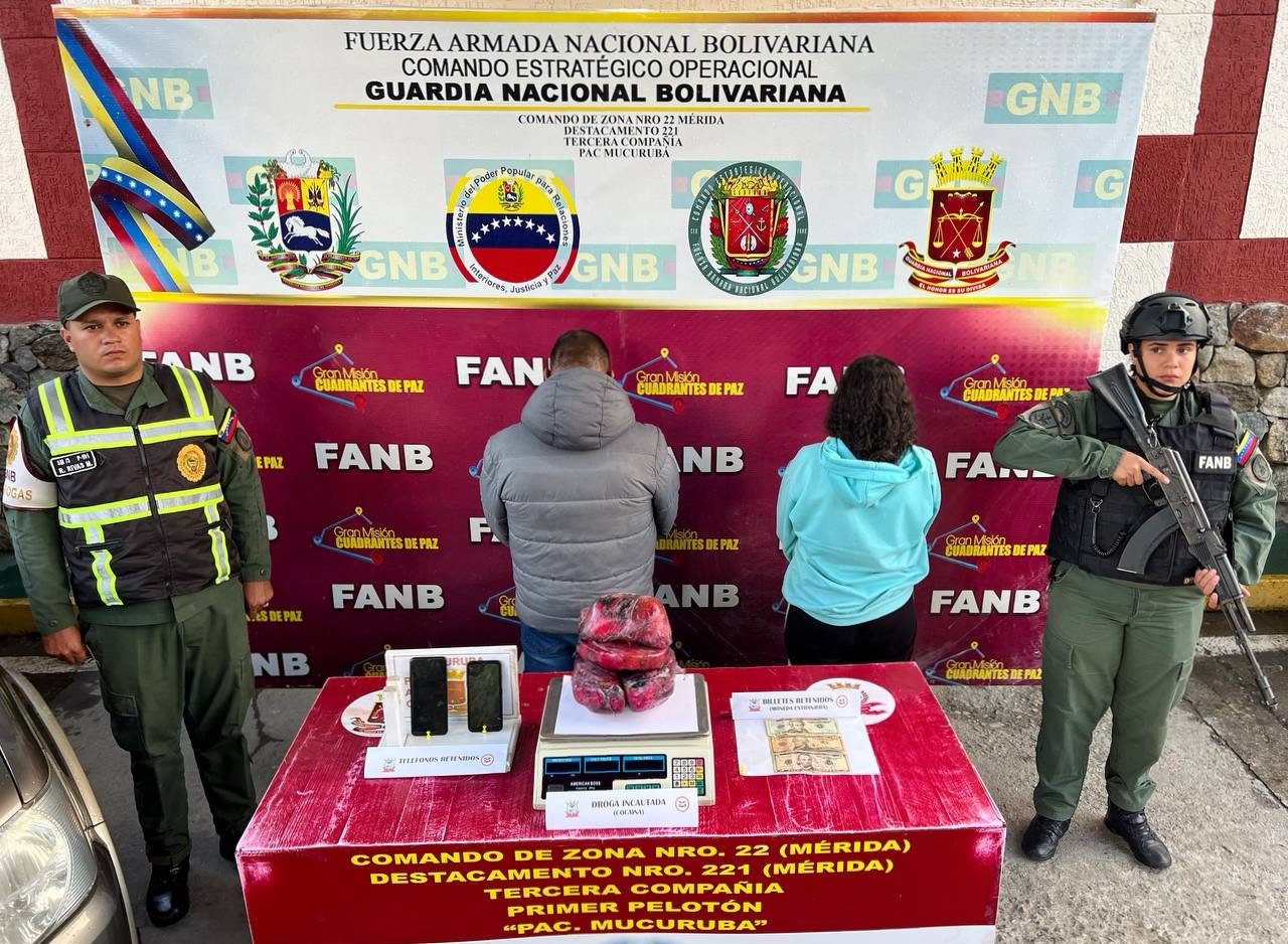 Diario Frontera, Frontera Digital,  Sucesos, ,GNB capturó pareja con casi 5 kilos de cocaína en Mucurubá