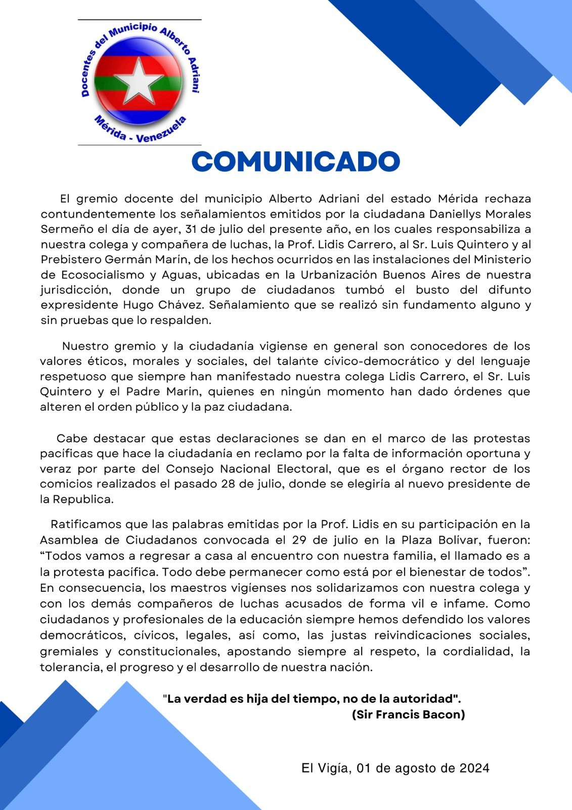 Diario Frontera, Frontera Digital,  El Vigía Panamericana, ,Gremio Docente de El Vigía rechaza los señalamientos emitidos por la dirigente del Psuv Daniellys Morales