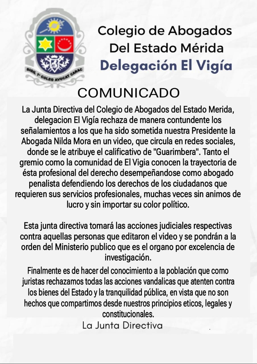 Diario Frontera, Frontera Digital,  El Vigía Panamericana, ,Directiva del Colegio de Abogados delegación El Vigía rechaza los señalamientos contra su presidenta