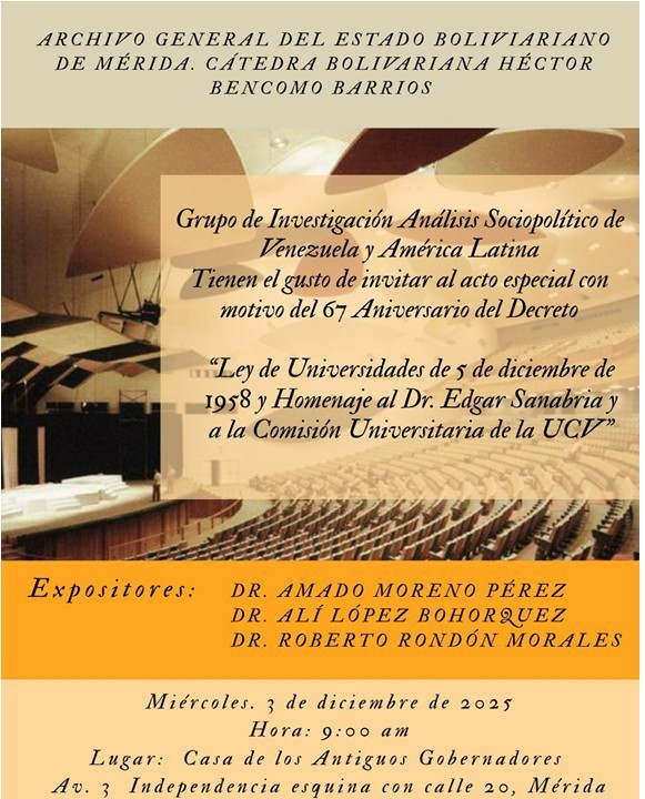 Diario Frontera, Frontera Digital,  Opinión, ,Por Alí Enrique López Bohórquez,La Universidad de Los Andes y las leyes de universidades de 1958 y 1970 por Alí Enrique López Bohórquez (*)