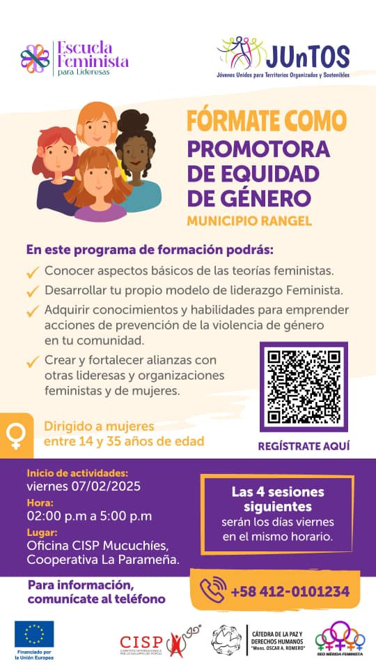 Diario Frontera, Frontera Digital,  Páramo, ,Red Mérida Feminista y CISP formarán promotoras de equidad de género en el municipio Rangel