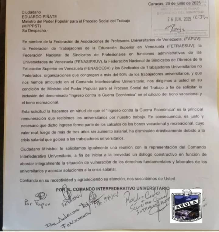 Diario Frontera, Frontera Digital,  Regionales, ,Federaciones universitarias solicitan inclusión de "Ingreso contra la Guerra Económica" 
en cálculo de bonos vacacional y recreacional