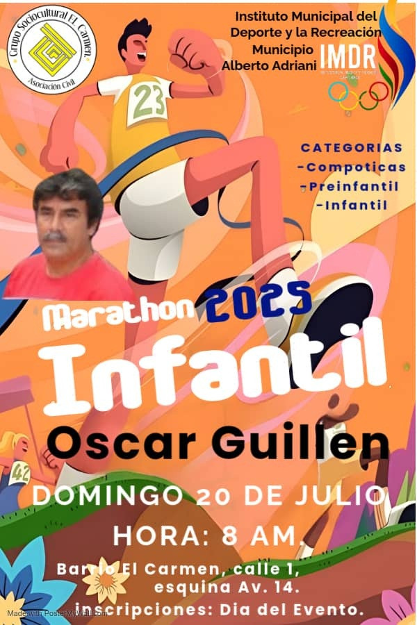 Diario Frontera, Frontera Digital,  El Vigía Panamericana, ,Grupo El Carmen e Instituto de Deporte invitan a participar en el maratón infantil en El Vigía