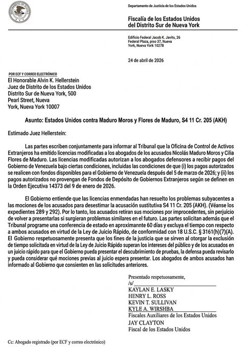 Diario Frontera, Frontera Digital,  Internacionales, ,La Ofac emitió licencias que permiten al Gobierno venezolano pagar la defensa del Presidente Nicolás Maduro y la primera dama Cilia Flores.,Autorizan al Gobierno de Venezuela a pagar defensa de Maduro y Cilia