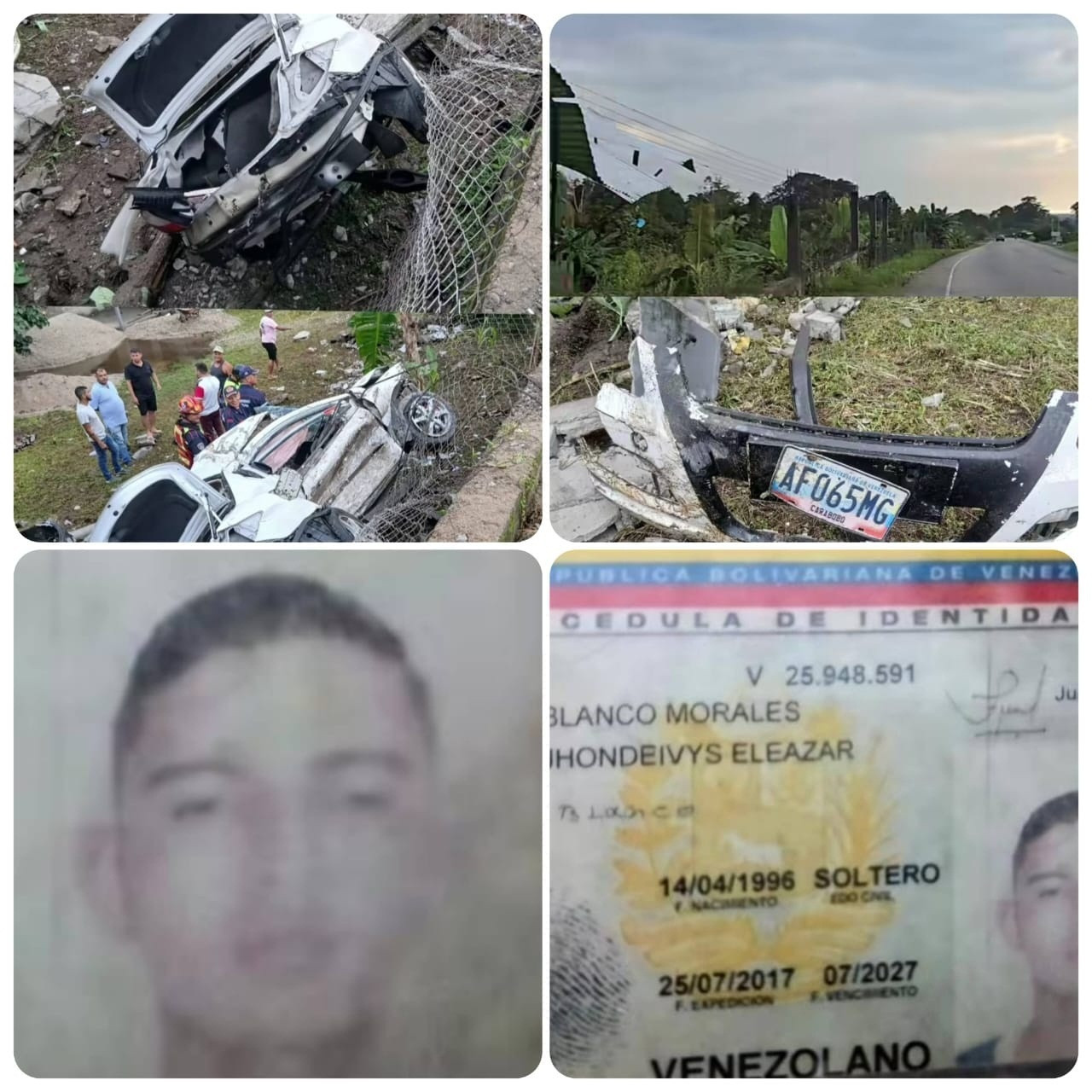 Diario Frontera, Frontera Digital,  Sucesos, ,Como se había informado previamente, Blanco Morales sufrió un volcamiento de vehículo en el sector Rockolita, jurisdicción del municipio Caracciolo Parra y Olmedo,Falleció “El Barbero” tras sufrir volcamiento de vehículo en Tucaní